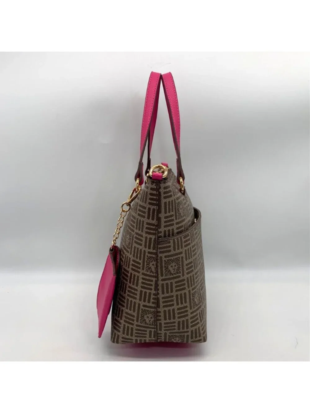 Anne Klein Alex Varsity Tan and Pink Tote Bag